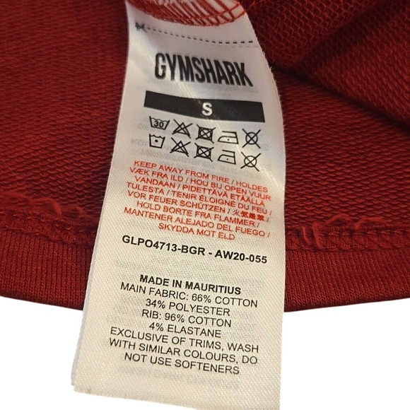 Gymshark Women's Cropped Long Sleeve Top Shirt Red Athleisure Athletic - Small - Picture 5 of 6